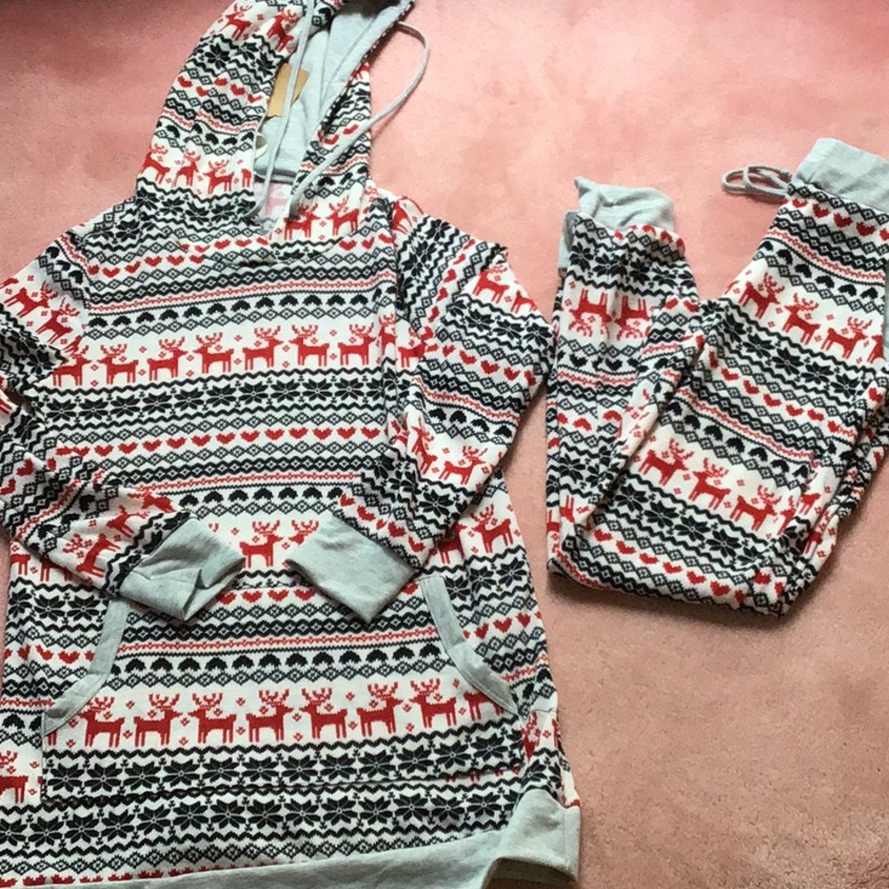 Christmas reindeer hoodie top joggers